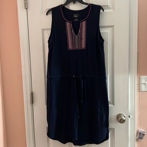 G.H. Bass summer dress with drawstring. Size L Navy with Pink